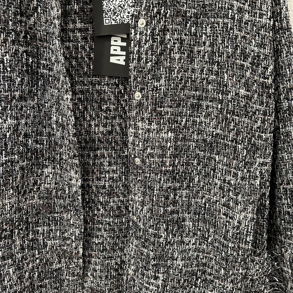 Apparis Misty Tweed shacket Medium black noir shirt jacket eco friendly poly NWT - Picture 12 of 15